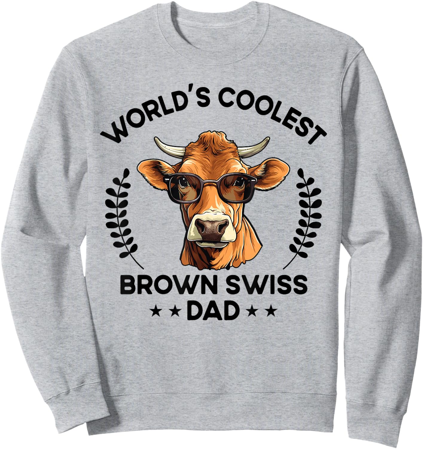 World's Coolest Cow Dad Papa - Men Farmer Brown Swiss Sweatshirt - Sweatshirt | Ash