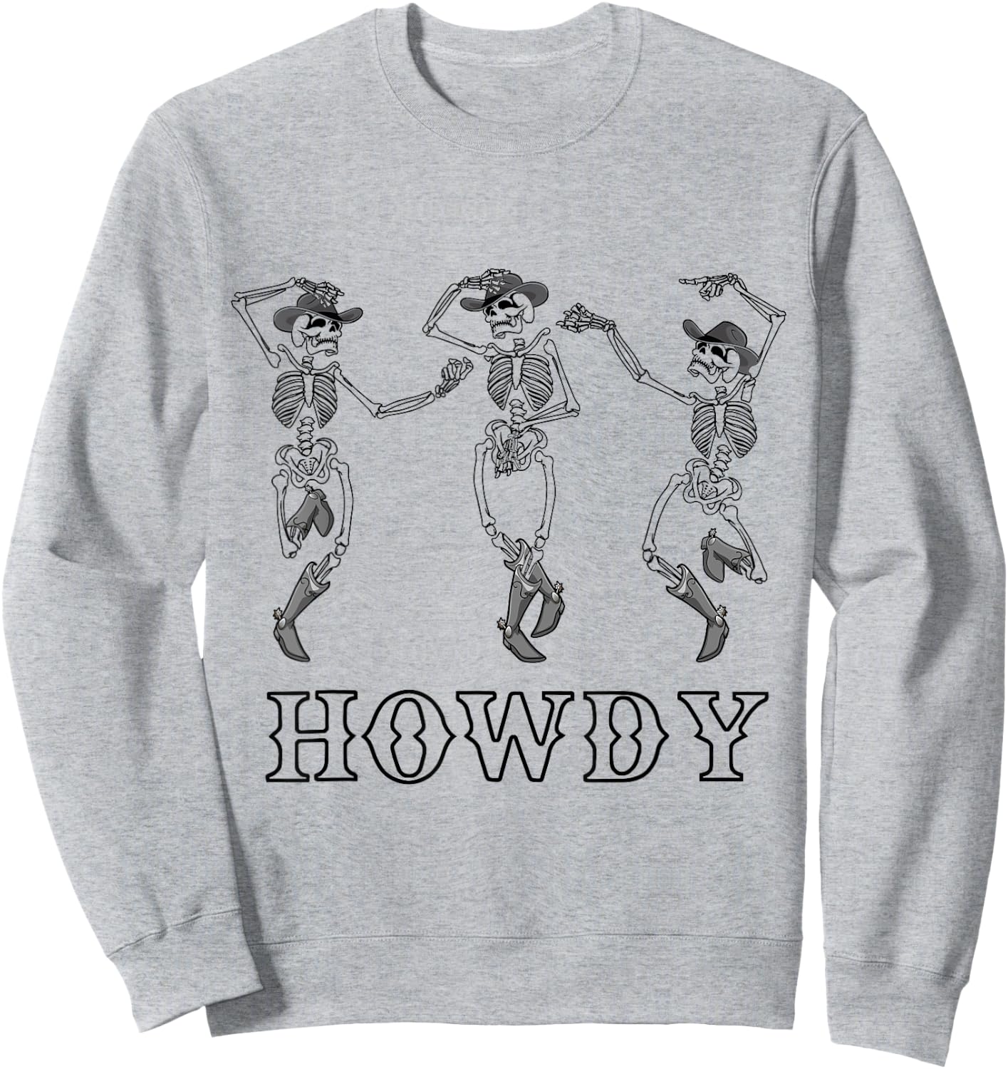 Retro Howdy Skeleton Cowgirl Dancing Cowboy Boots Horse Sweatshirt - Sweatshirt | Ash