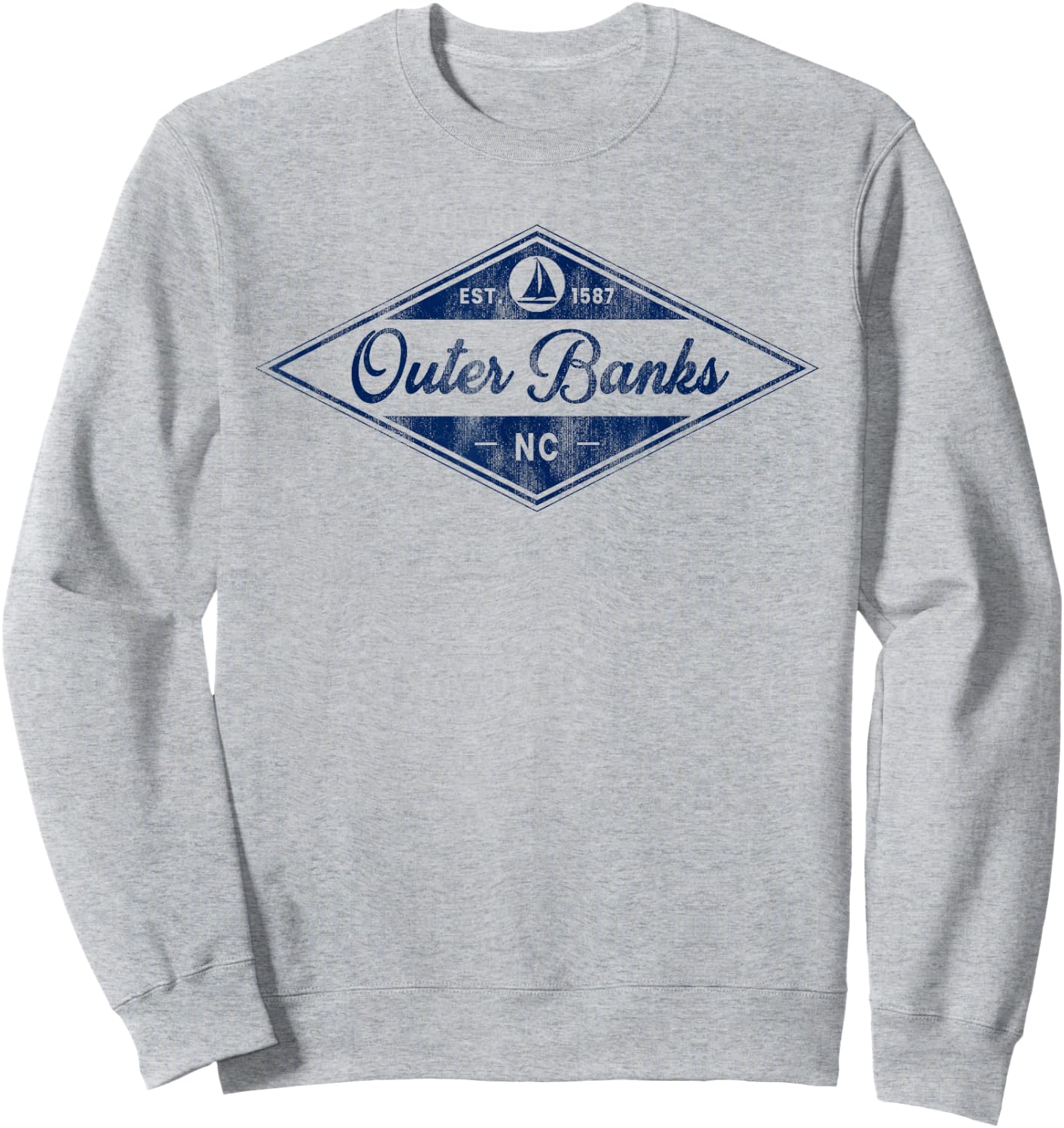 Vintage Outer Banks Est 1587 OBX North Carolina NC Boating Sweatshirt - Sweatshirt | Ash