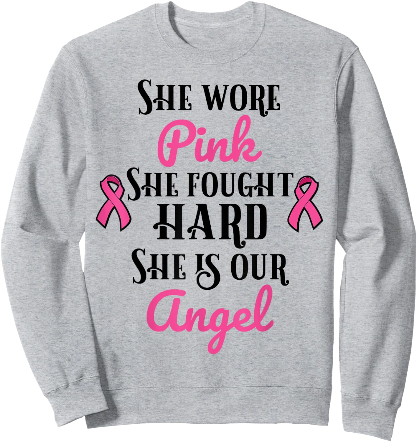 Breast Cancer Remembrance Angel Sweatshirt - Sweatshirt | Ash