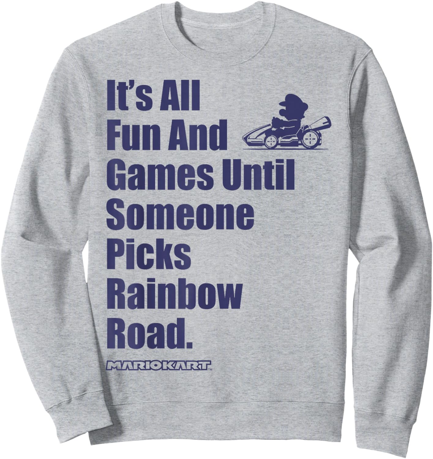 Nintendo Mario Kart Rainbow Road Fun and Games Small Sweatshirt - Sweatshirt | Ash