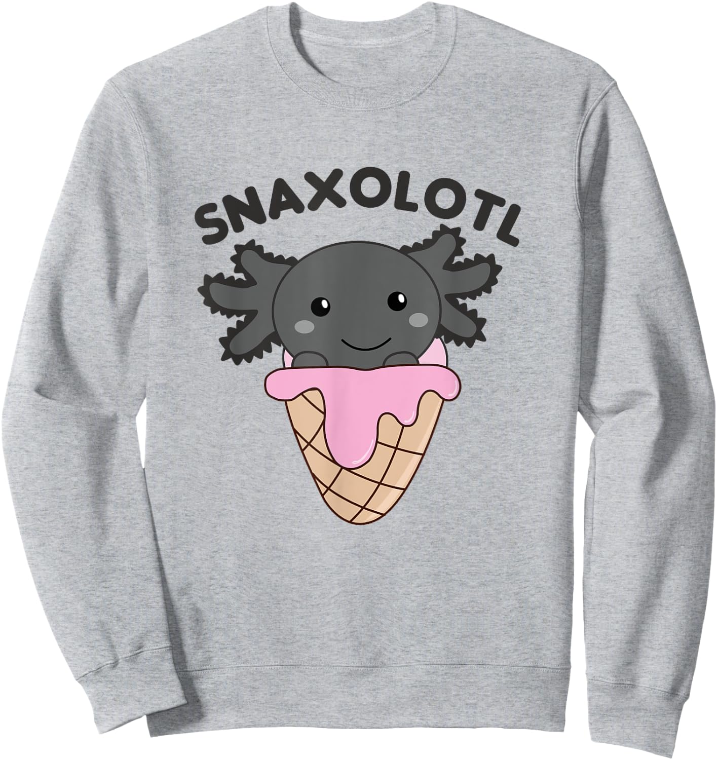 Snacks Pun Snaxolotl Ice Cream Axolotl Men Women Kids Sweatshirt - Sweatshirt | Ash
