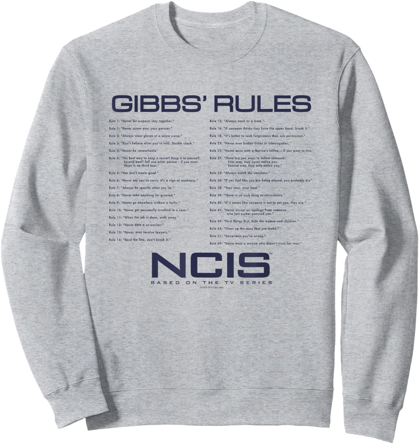 NCIS Gibbs Rules , gray, s Sweatshirt - Sweatshirt | Ash