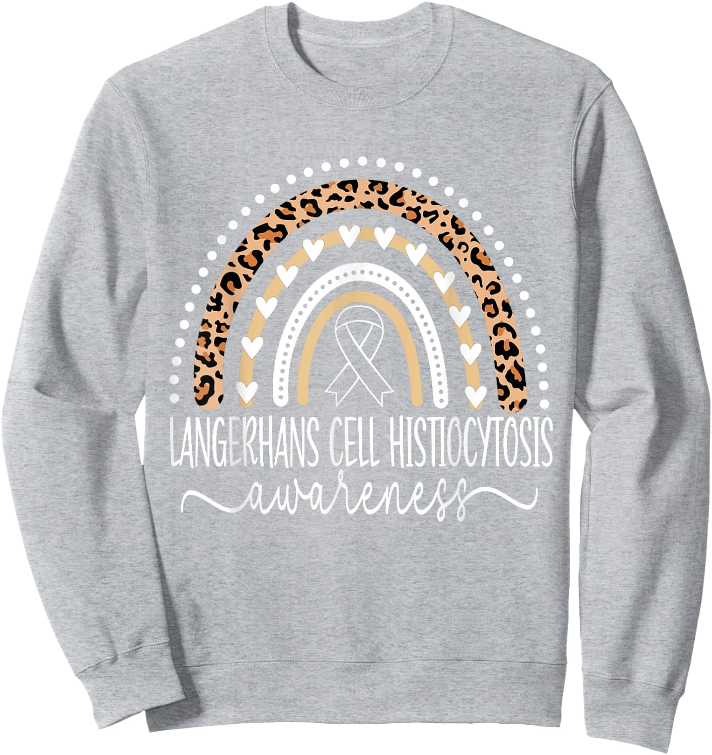 Langerhans Cell Histiocytosis LCH Awareness Leopard Rainbow Sweatshirt - Sweatshirt | Ash