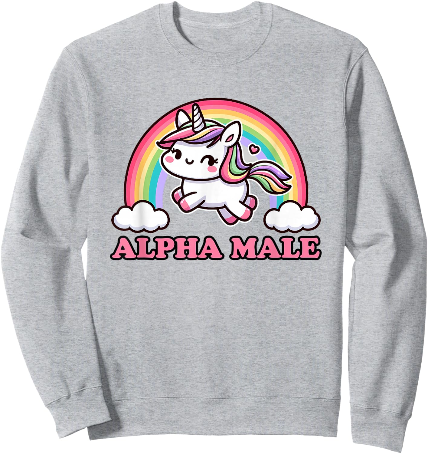 Funny Ironic Men Cute Alpha Male Unicorn Sweatshirt - Sweatshirt | Ash
