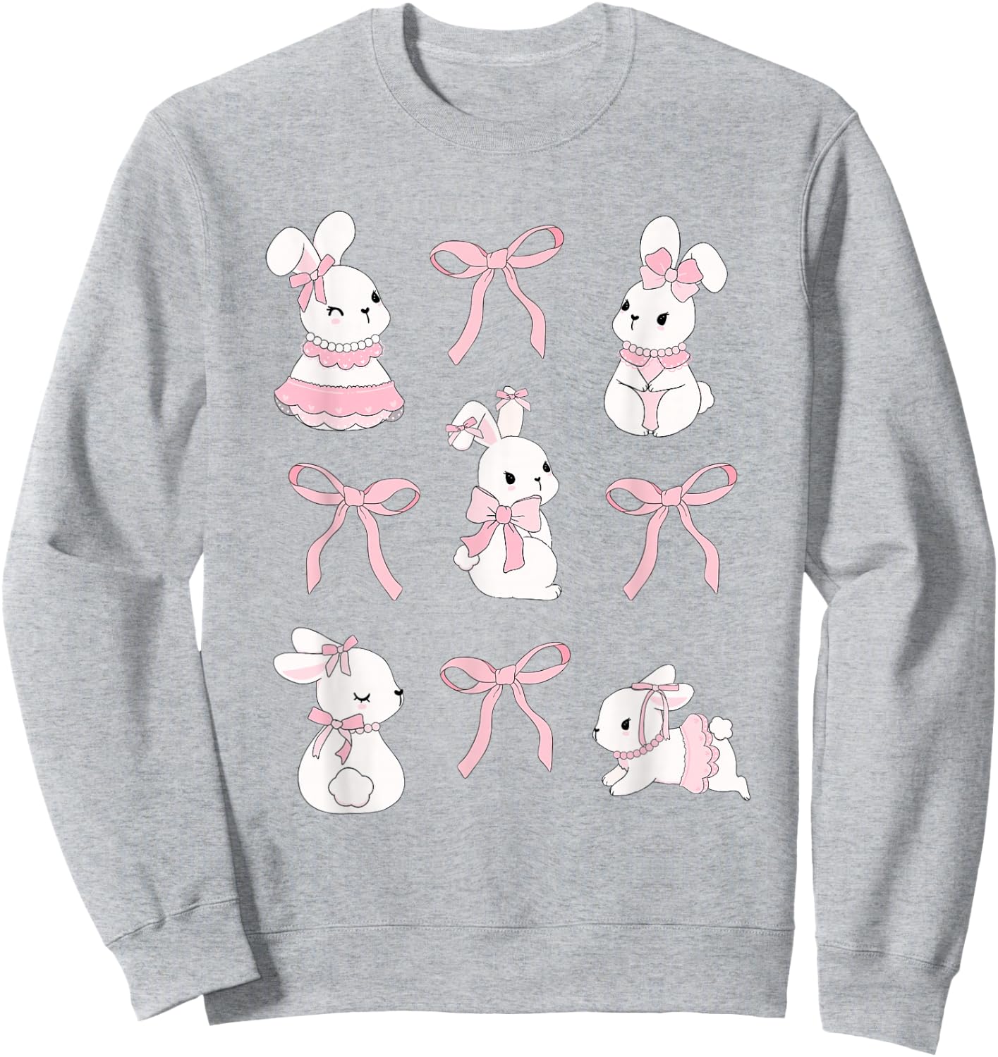 Cute Coquette Easter Bunny Pink Bows Aesthetic Girly Sweatshirt - Sweatshirt | Ash