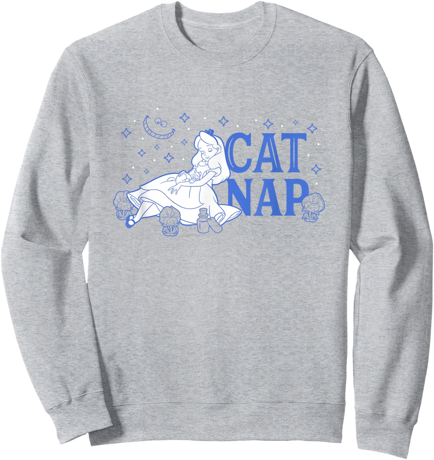 Disney Alice in Wonderland Cat Nap Surrounded by Pansies Sweatshirt - Sweatshirt | Ash
