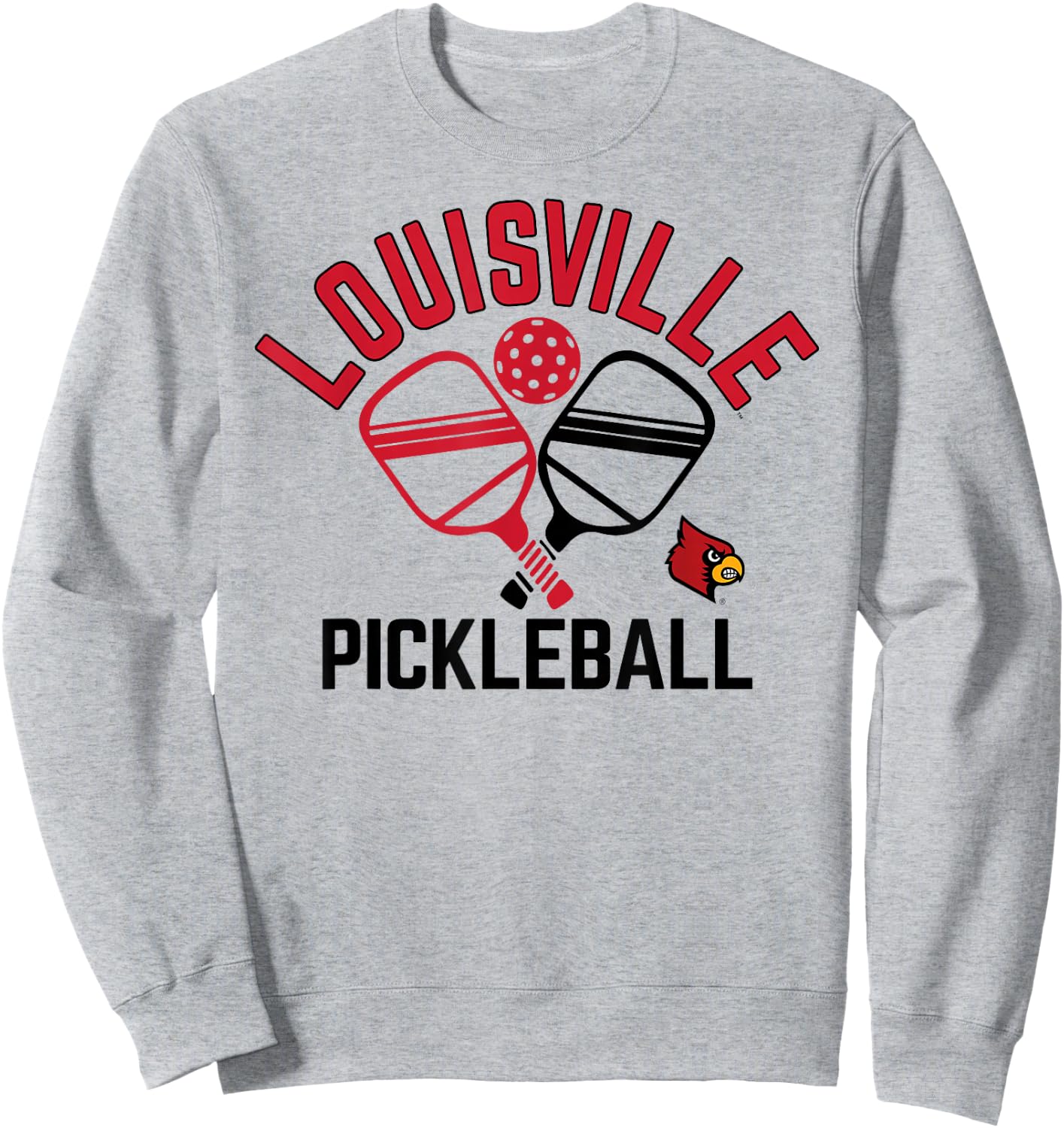 Louisville Cardinals Pickleball Gray Officially Licensed Sweatshirt - Sweatshirt | Ash