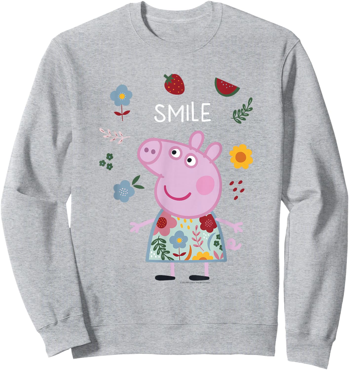 Peppa Pig Smile Cute Flowers & Fruit Full Body Portrait Sweatshirt - Sweatshirt | Ash