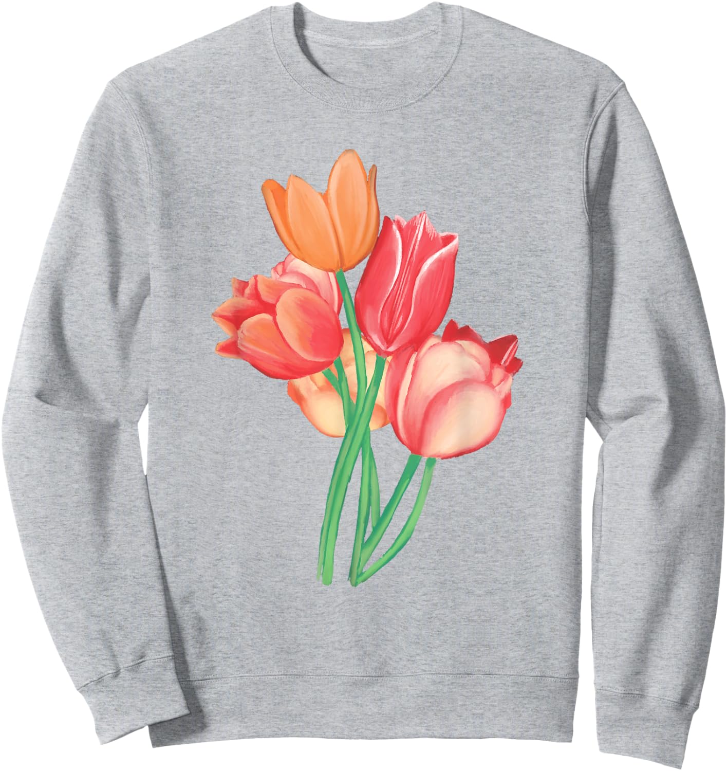 Tulip Watercolor Flower Nature Bouquet Flora Sweatshirt - Sweatshirt | Ash