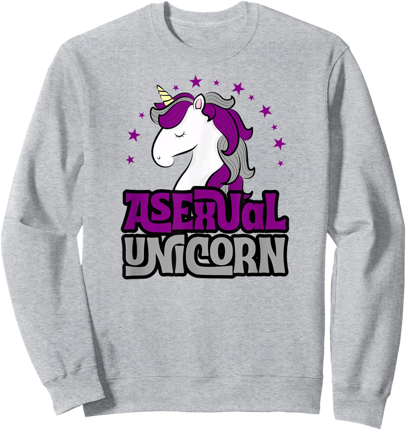 Asexual Unicorn Cute Girly Magical Ace Pride Flag Stuff Art Sweatshirt - Sweatshirt | Ash