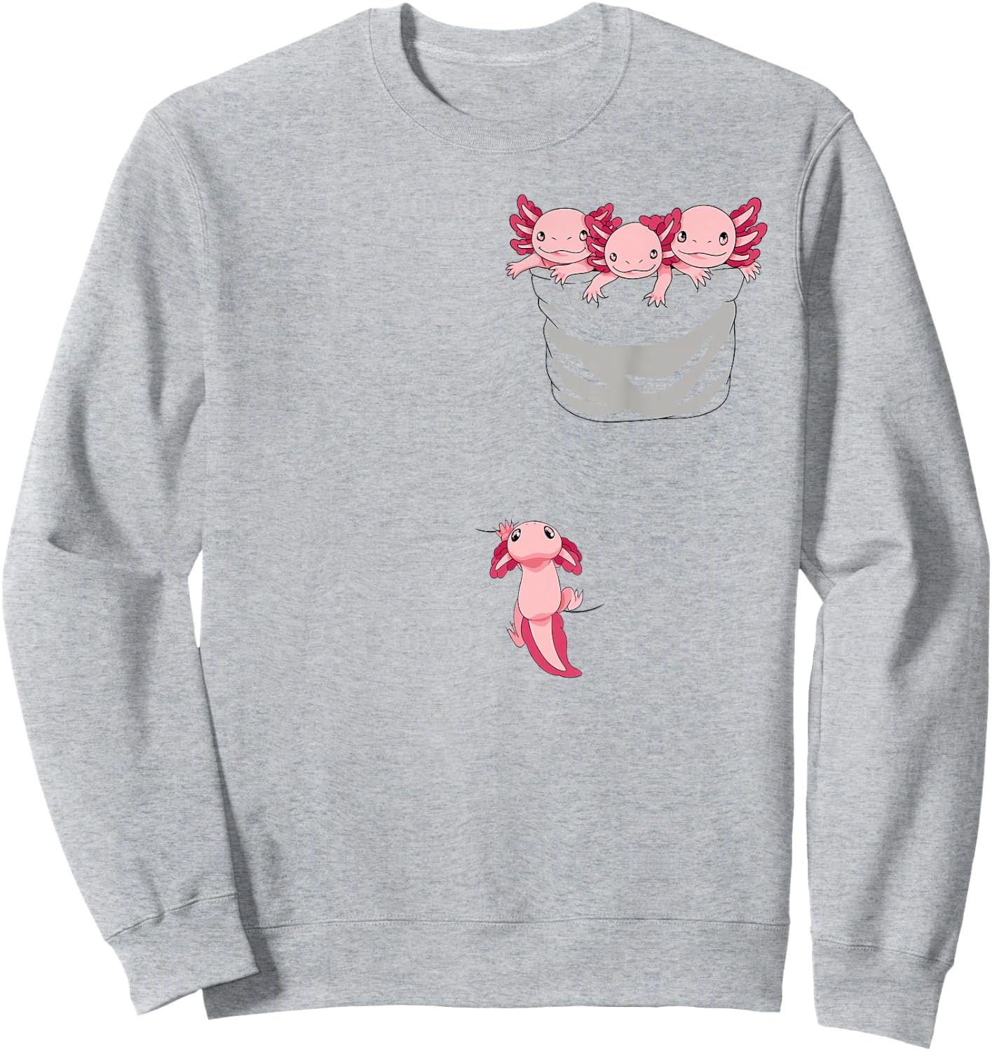 Axolotl Shirts for Girls Women Kid Axolotl Playing in Pocket Sweatshirt - Sweatshirt | Ash