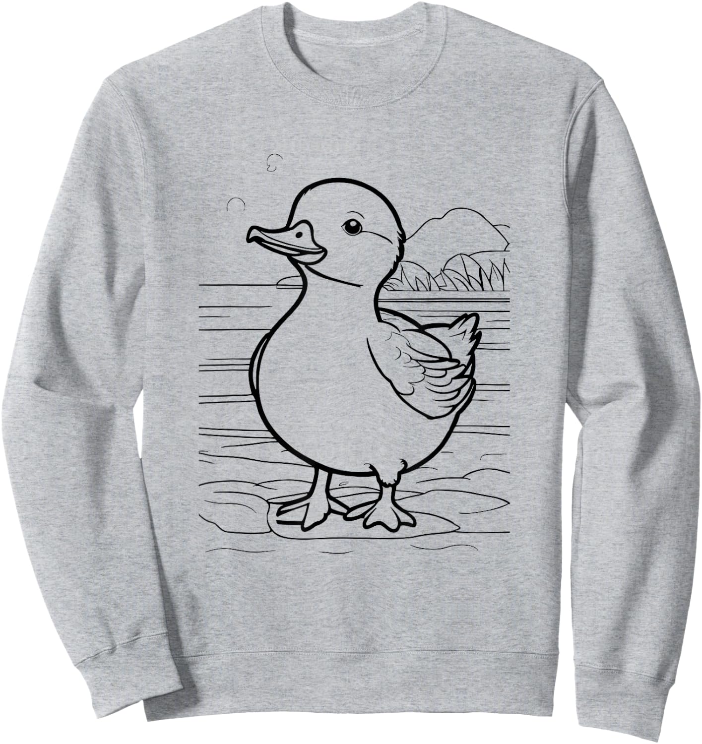Duck by the lake for children to colour with textile pens DIY Sweatshirt - Sweatshirt | Ash