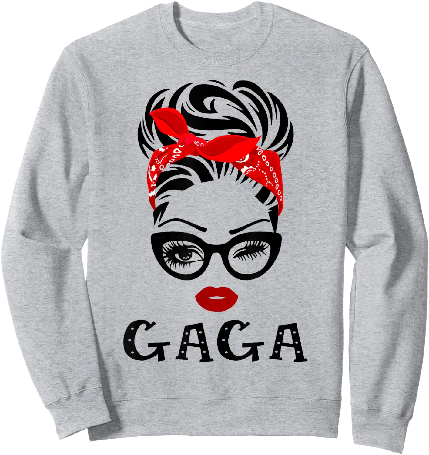 GAGA Wink Eye Woman Face Gift GAGA Grandma Sweatshirt - Sweatshirt | Ash