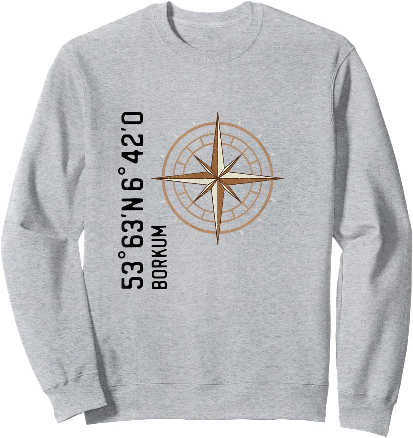 Borkum Koordinaten Design Kompass für einen Urlauber, Borkum Sweatshirt - Sweatshirt | Ash