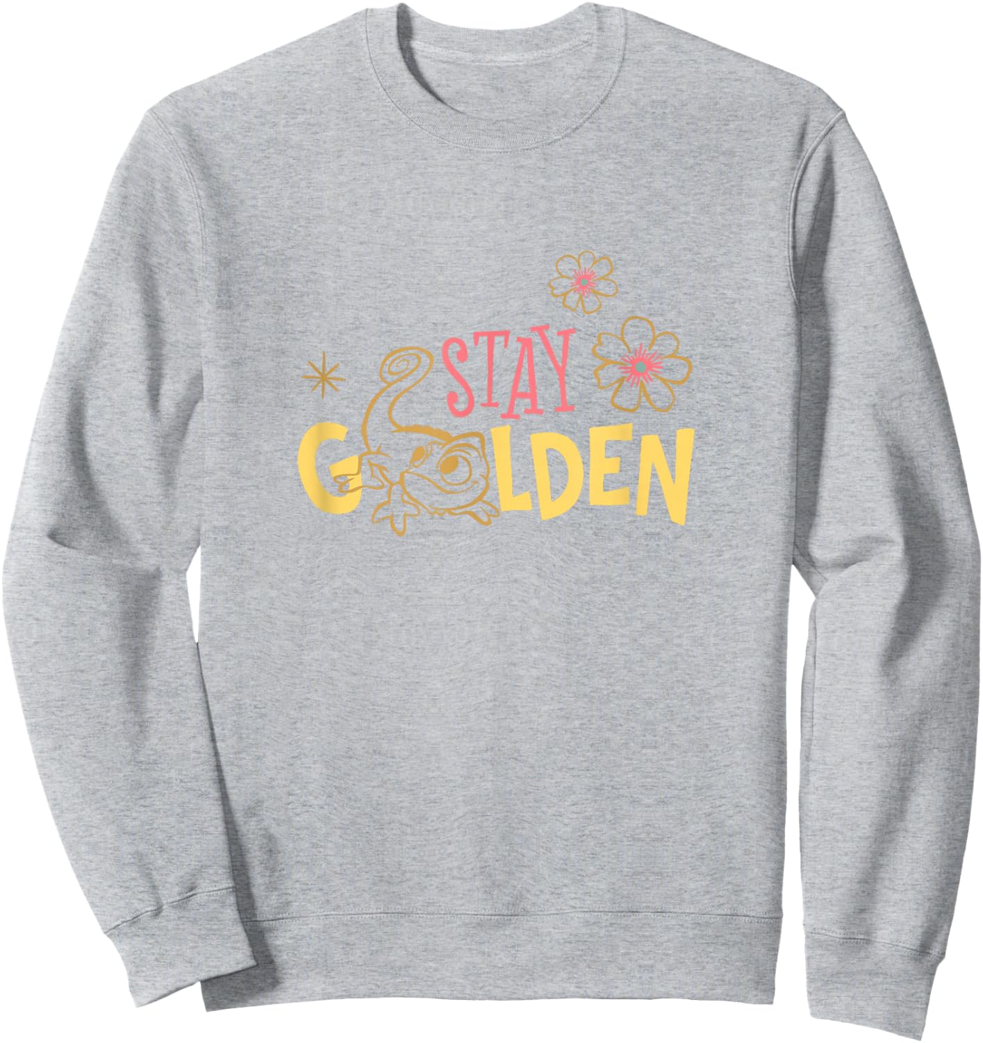 Disney Tangled Stay Golden Pascal Floral Vintage Logo Sweatshirt - Sweatshirt | Ash