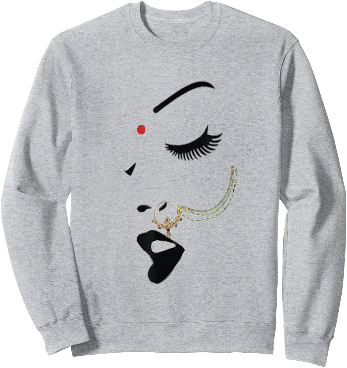 Indian desi Girl Nose Ring Bollywood Style Women Empowerment Sweatshirt - Sweatshirt | Ash