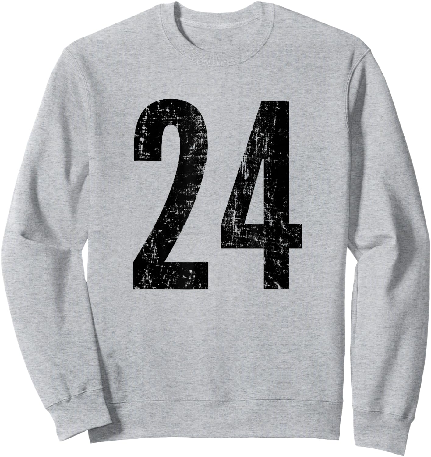 Number 24 Distressed Vintage Twenty Four Sports Practice Sweatshirt - Sweatshirt | Ash