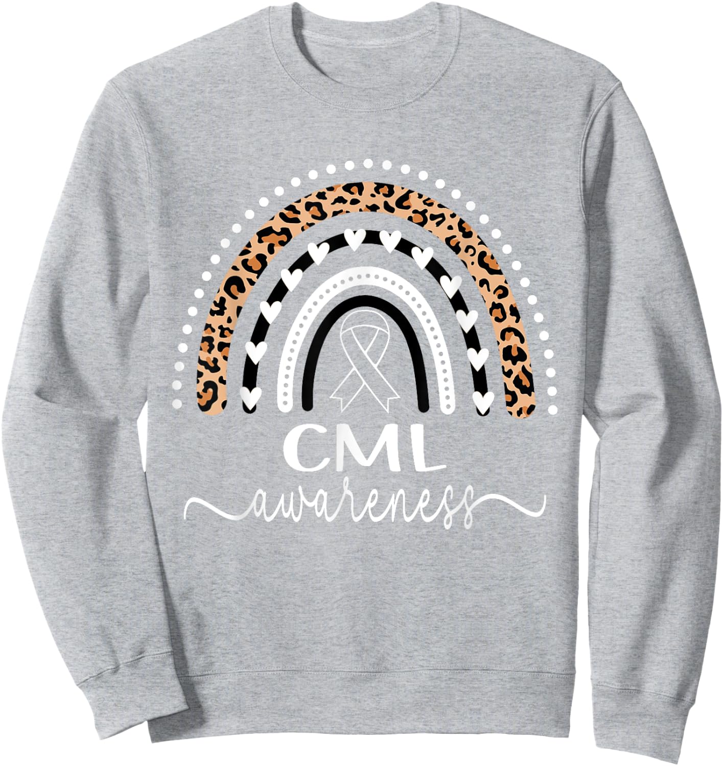 Leukemia CML Awareness Wear Orange Leopard Rainbow Sweatshirt - Sweatshirt | Ash