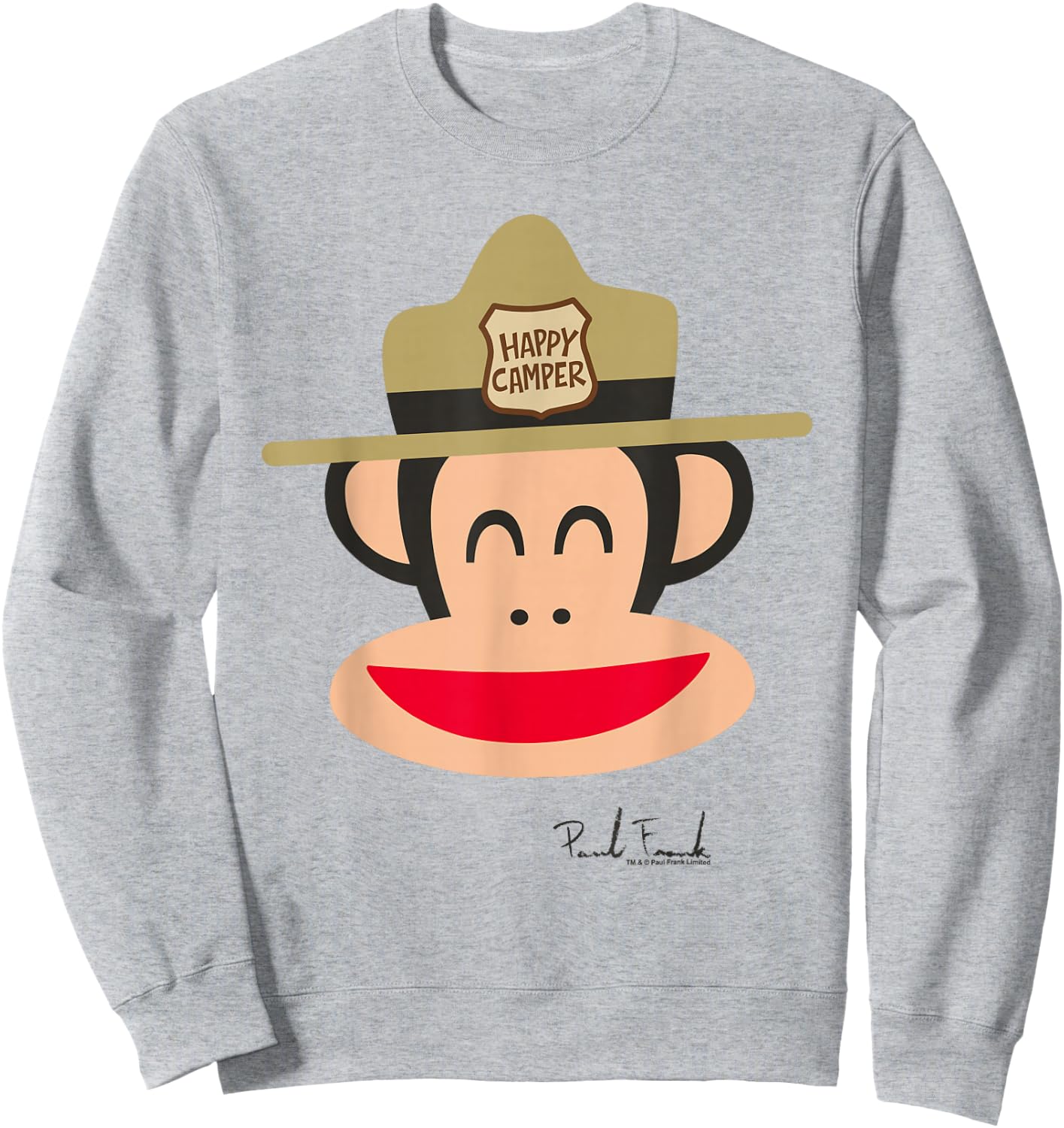 Paul Frank Julius The Monkey Happy Camper Park Ranger Hat Sweatshirt - Sweatshirt | Ash