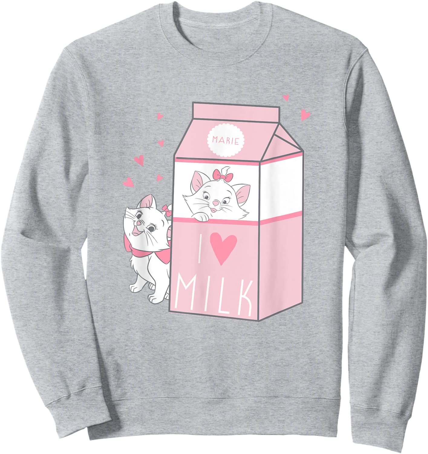 Disney The Aristocats Marie I Love Milk Carton Pink Logo Sweatshirt - Sweatshirt | Ash