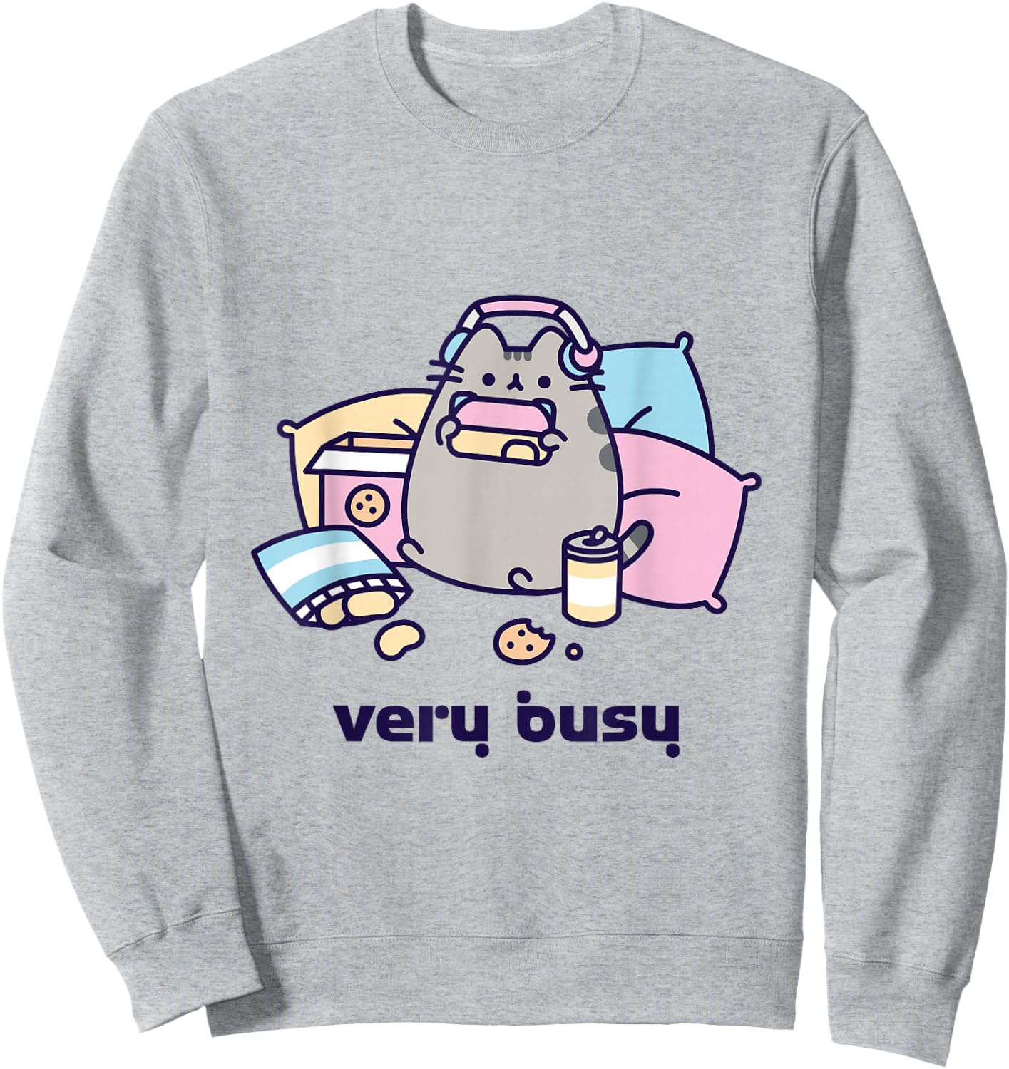 Pusheen Very Busy Gaming Sweatshirt - Sweatshirt | Ash
