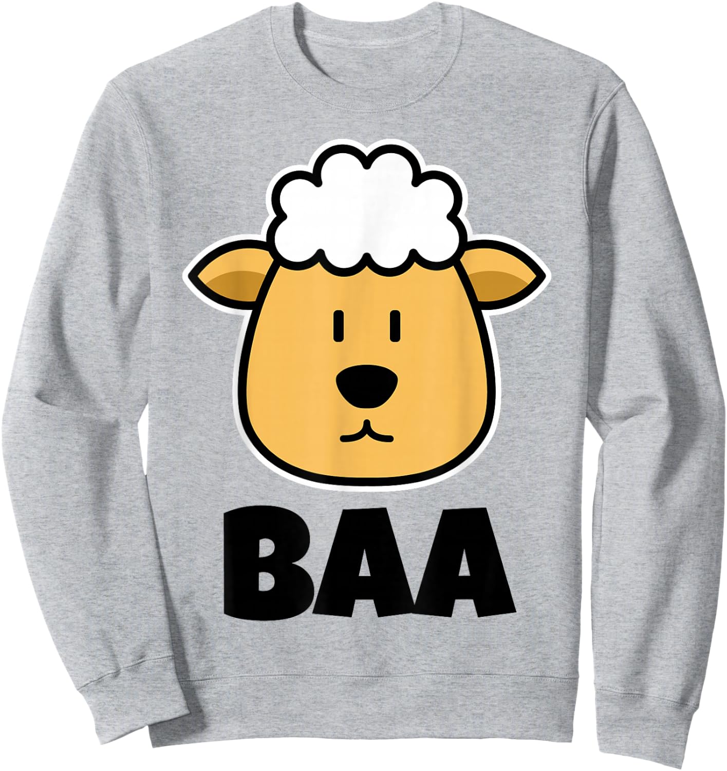 BAA Cute Childrens Sheep Stuff for Kids | Cartoon Sheep Face Sweatshirt - Sweatshirt | Ash