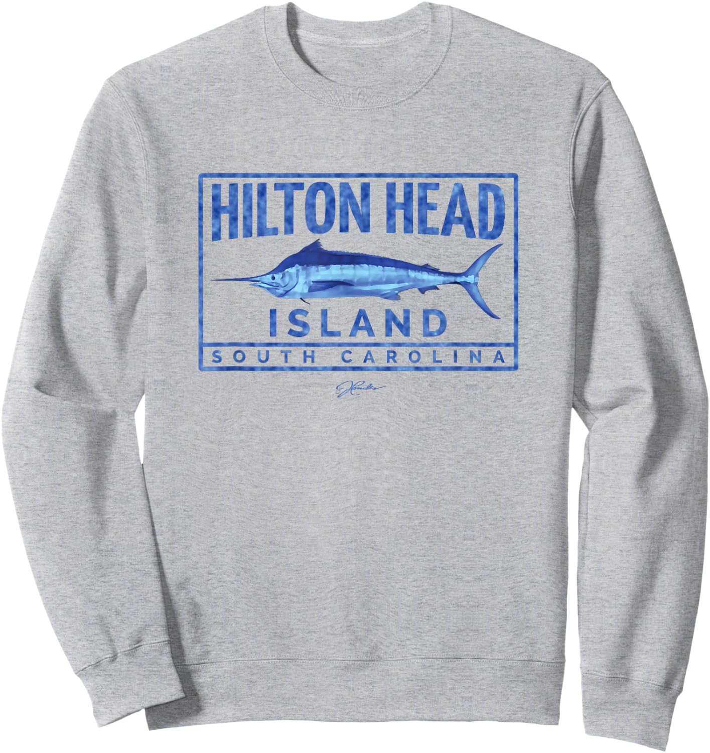 JCombs: Hilton Head Island, SC, Blue Marlin Sweatshirt - Sweatshirt | Ash