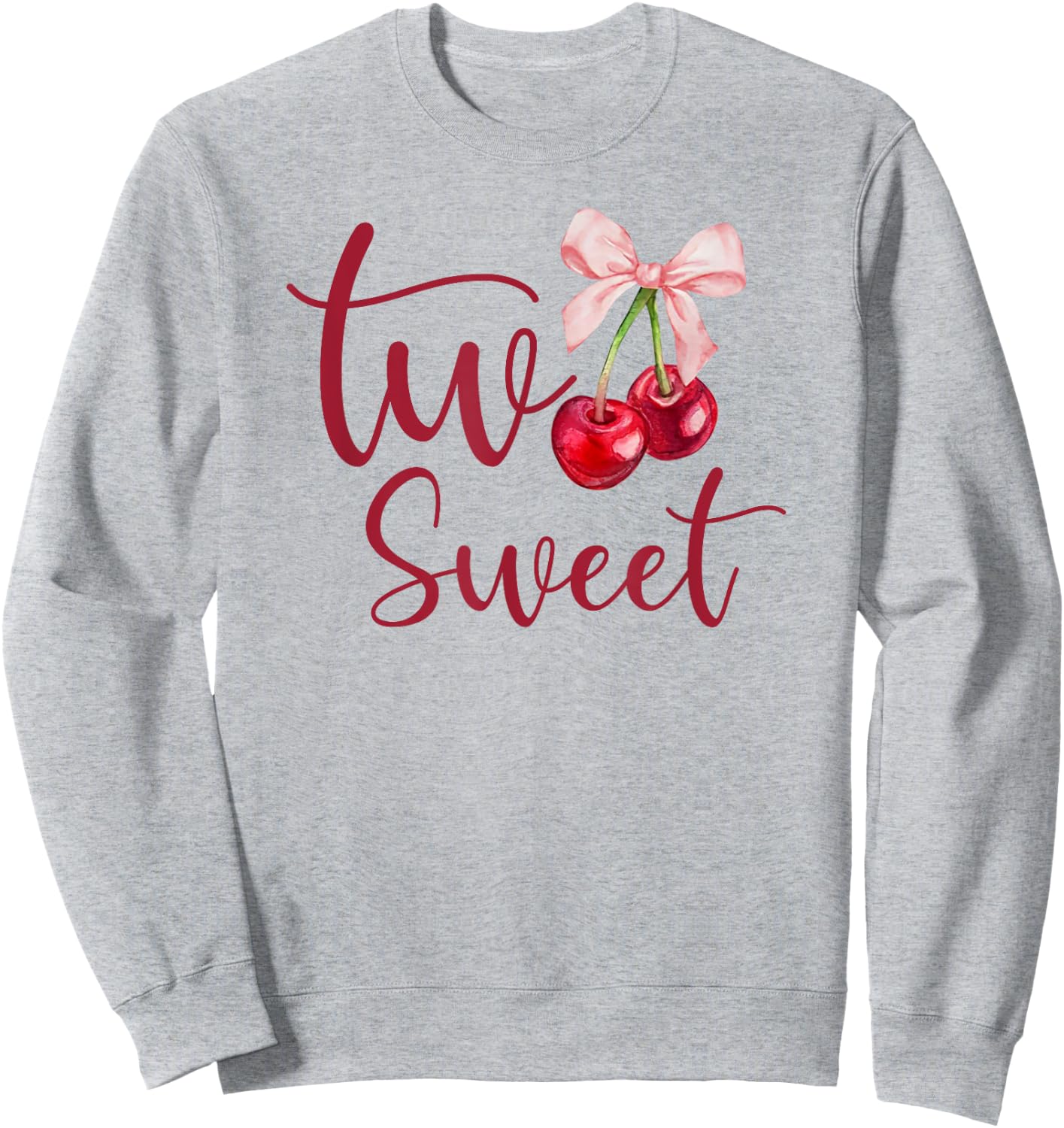 Two Sweet 2nd Birthday Girl Coquette Cherry Bow Party Sweatshirt - Sweatshirt | Ash
