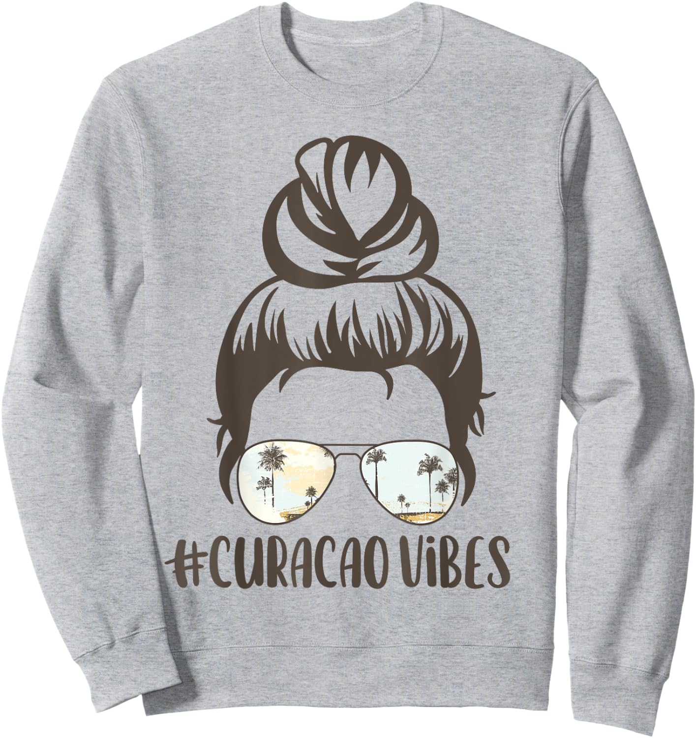 Curacao Tropical Island Vibes Messy Bun Palm Tree Sunset Sweatshirt - Sweatshirt | Ash