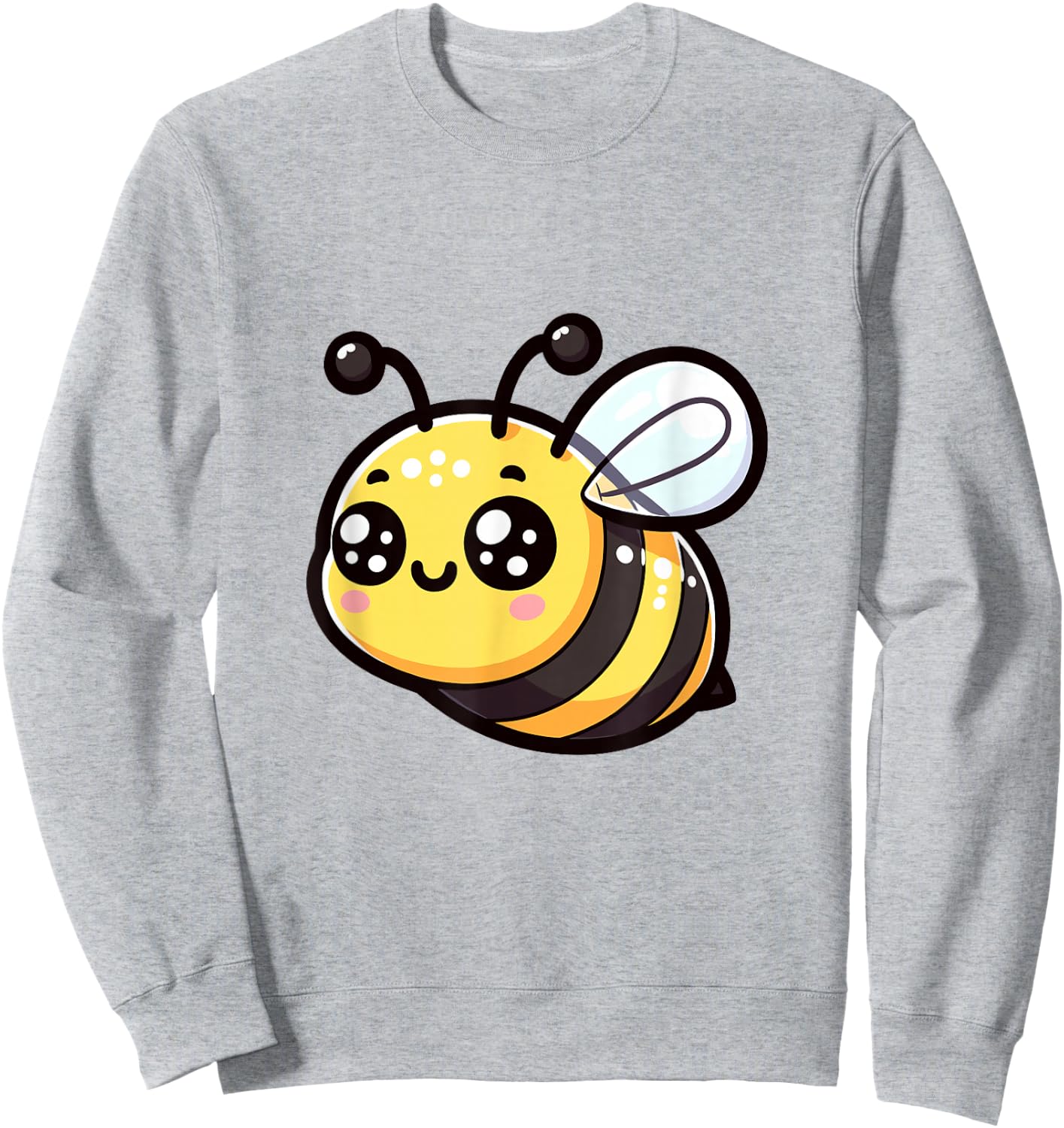 Joyful Cartoon Bee Cute Adorable Yellow Black Sweatshirt - Sweatshirt | Ash
