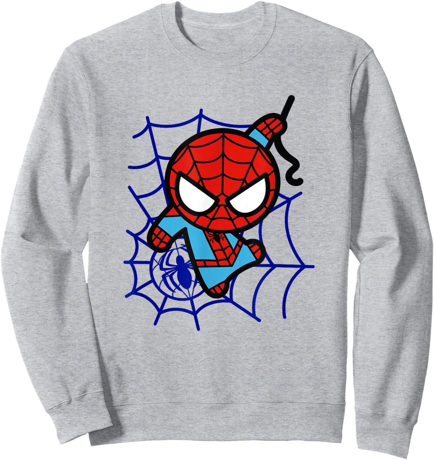 Marvel Kawaii Chibi Spider-Man Web Background Logo Sweatshirt - Sweatshirt | Ash