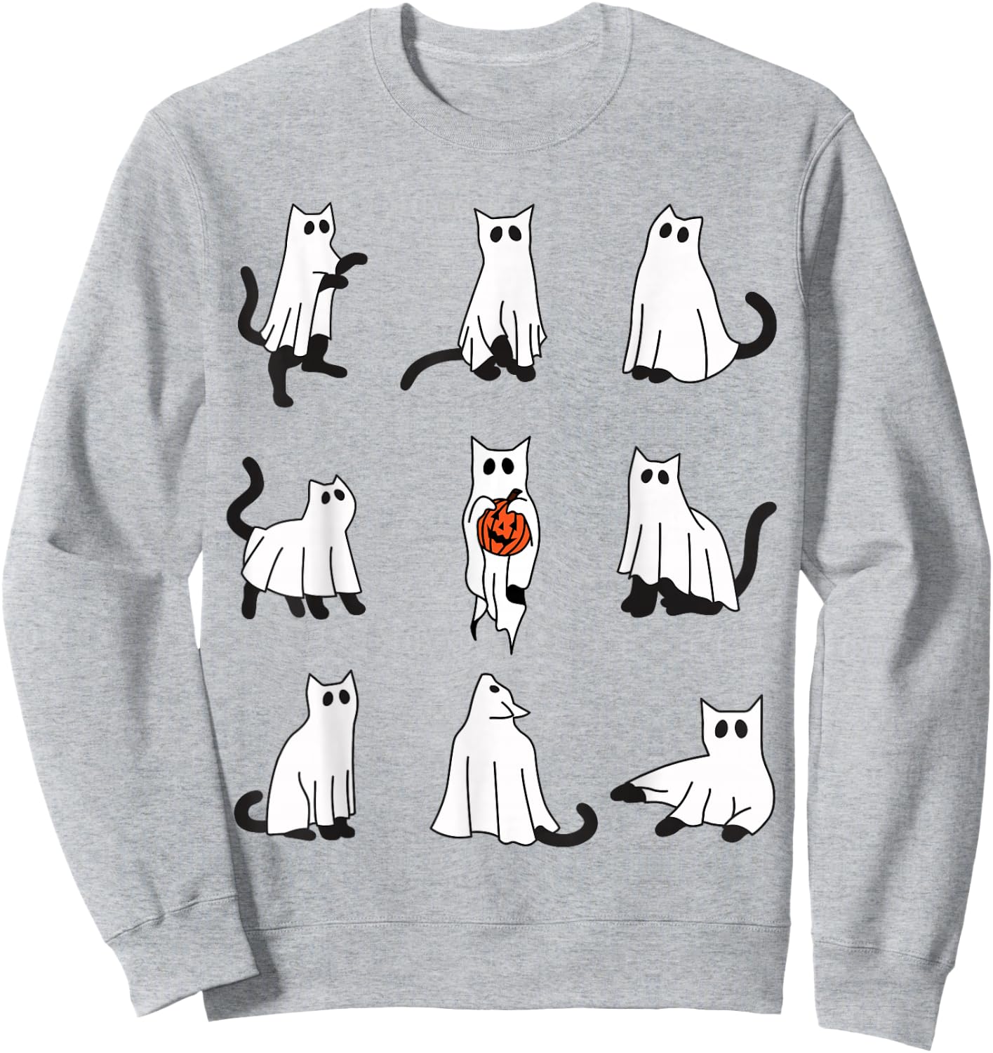 Cute Ghost Cat Funny Halloween Cat Design ghost cat Women Kids Sweatshirt - Sweatshirt | Ash