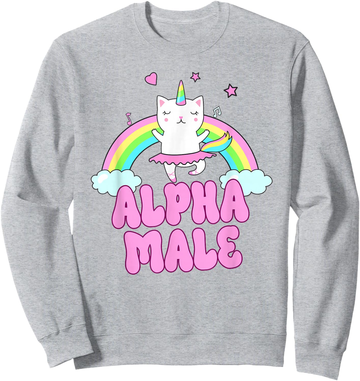 Alpha Male Unicorn Ironic Pink Funny Sarkastic Y2K Meme Sweatshirt - Sweatshirt | Ash