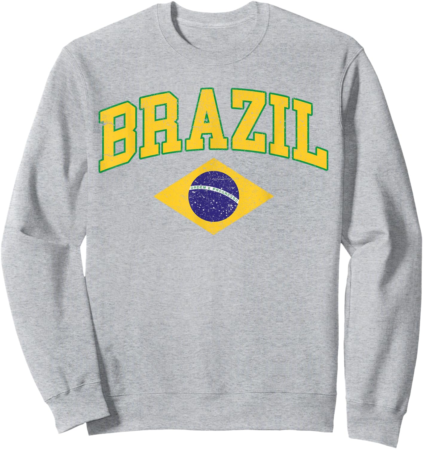 Brasil with Brazilian Flag Colors Men Women Kids Brazil Sweatshirt - Sweatshirt | Ash