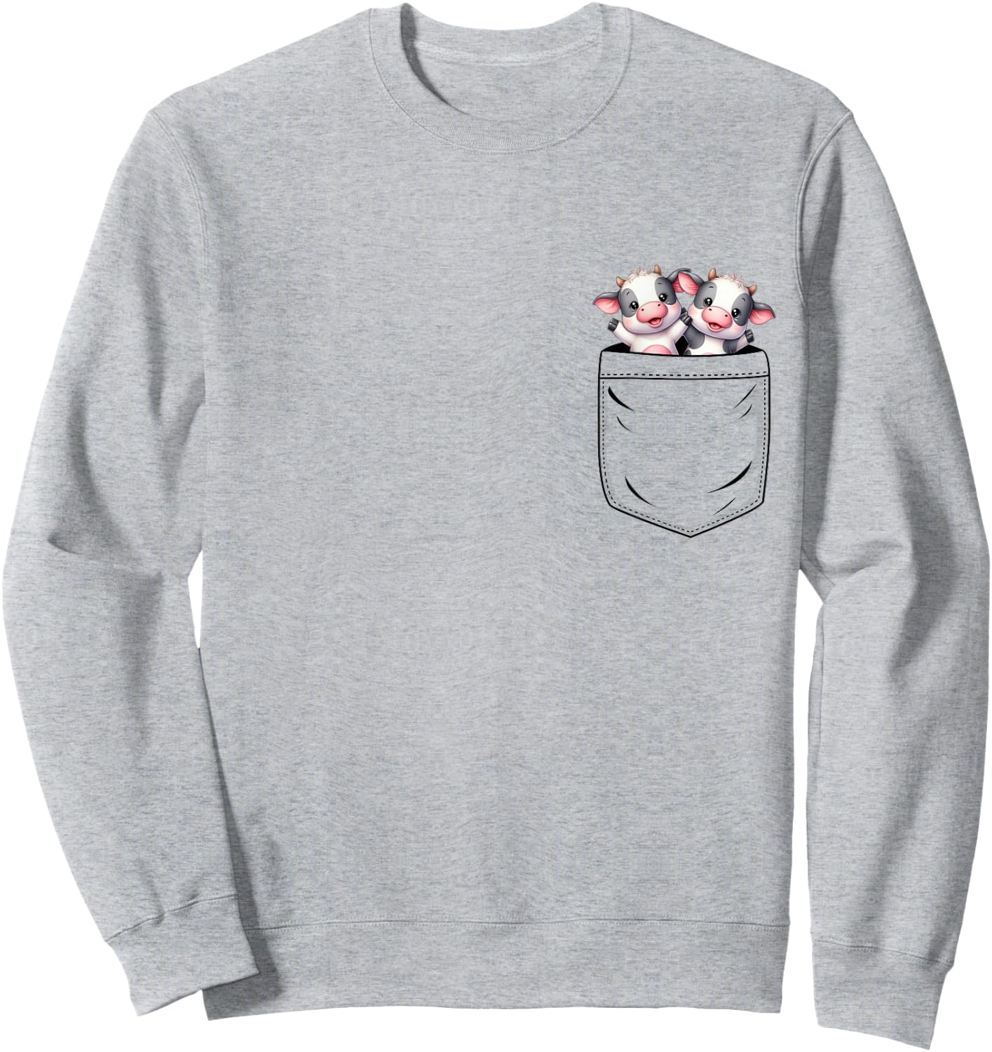 Cow Lovers Cute Funny Cow In Pocket Sweatshirt - Sweatshirt | Ash