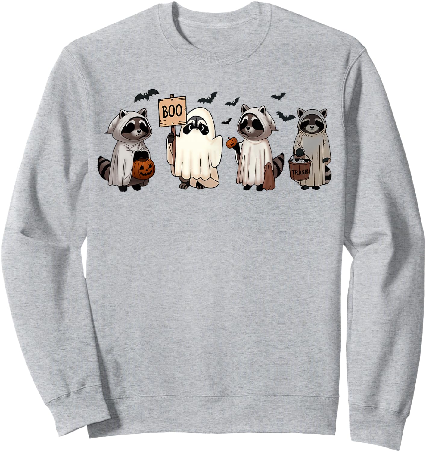 Cute Ghost Raccoon Halloween Funny Raccoon Spooky Season Sweatshirt - Sweatshirt | Ash