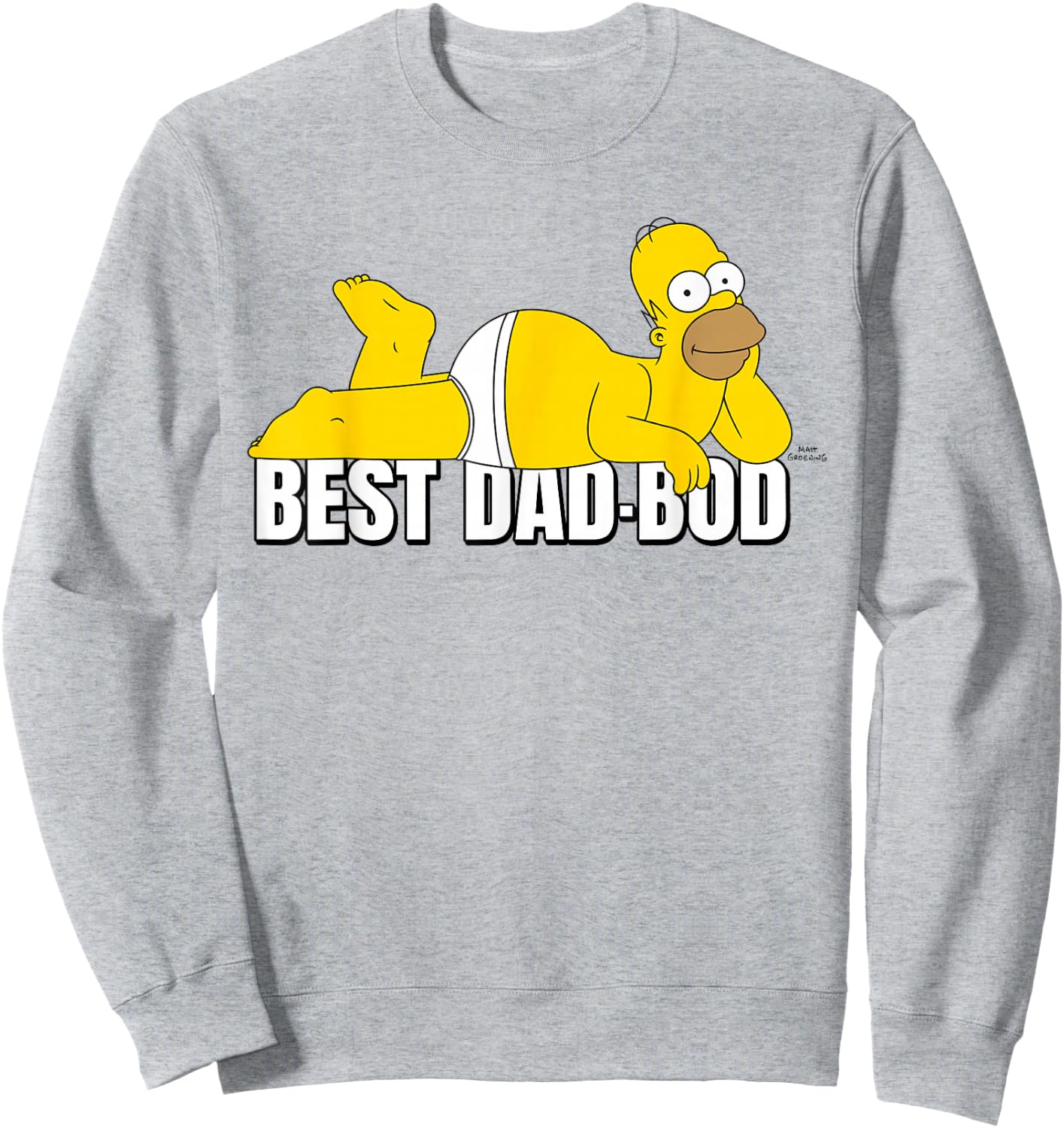 The Simpsons Father's Day Best Dad-BOD Homer Laying Down Sweatshirt - Sweatshirt | Ash