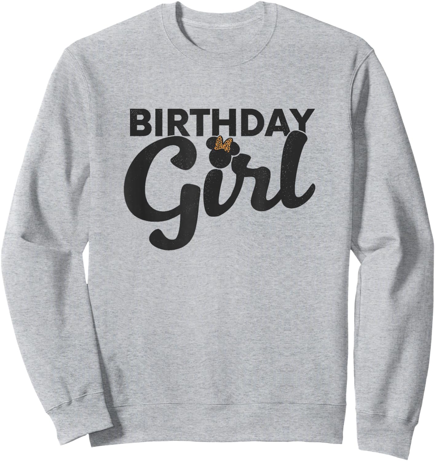 Disney Minnie Mouse Birthday Girl Cute Leopard Bow Sweatshirt - Sweatshirt | Ash