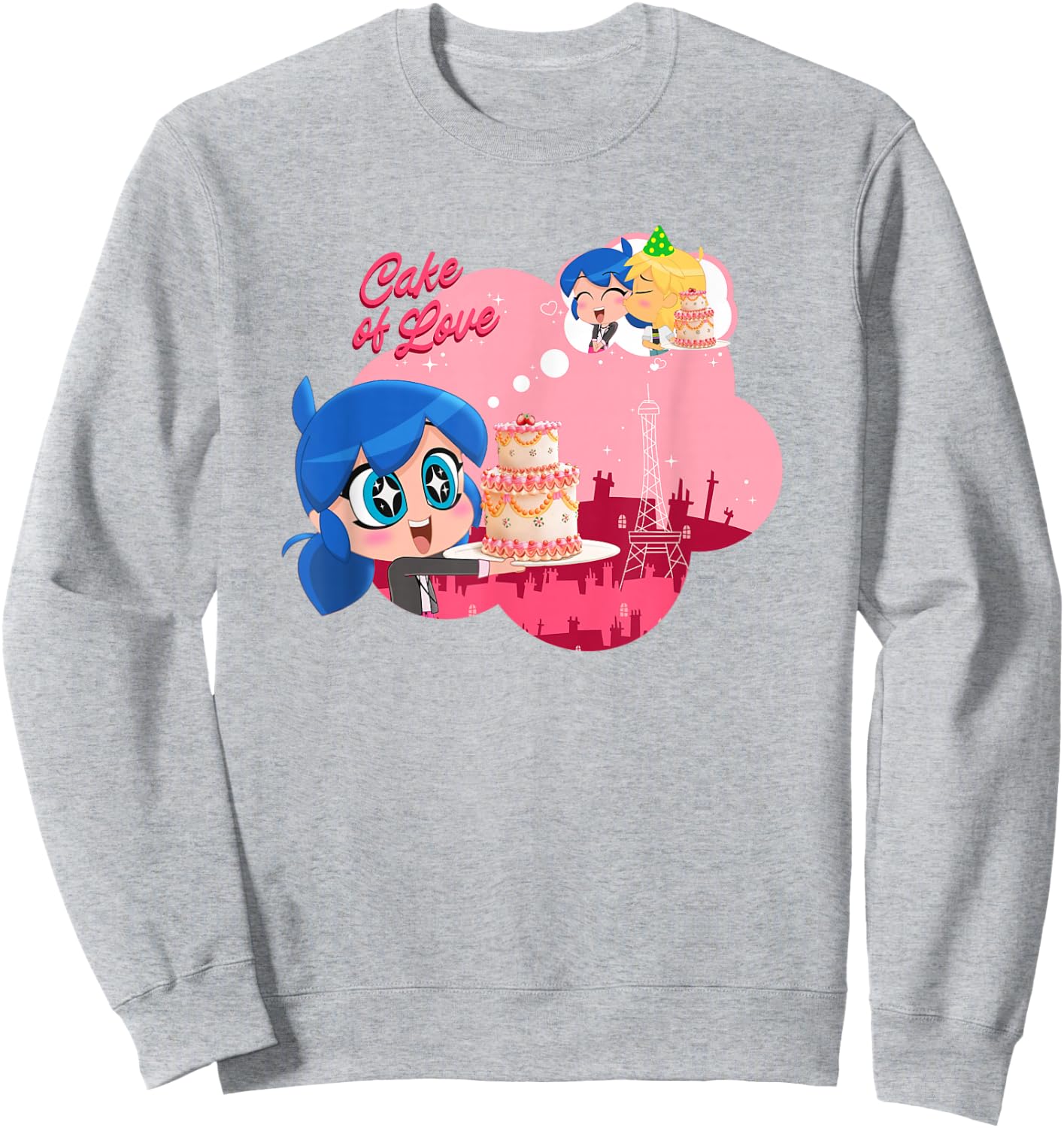 Miraculous Ladybug Chibi Cake of Love Sweatshirt - Sweatshirt | Ash