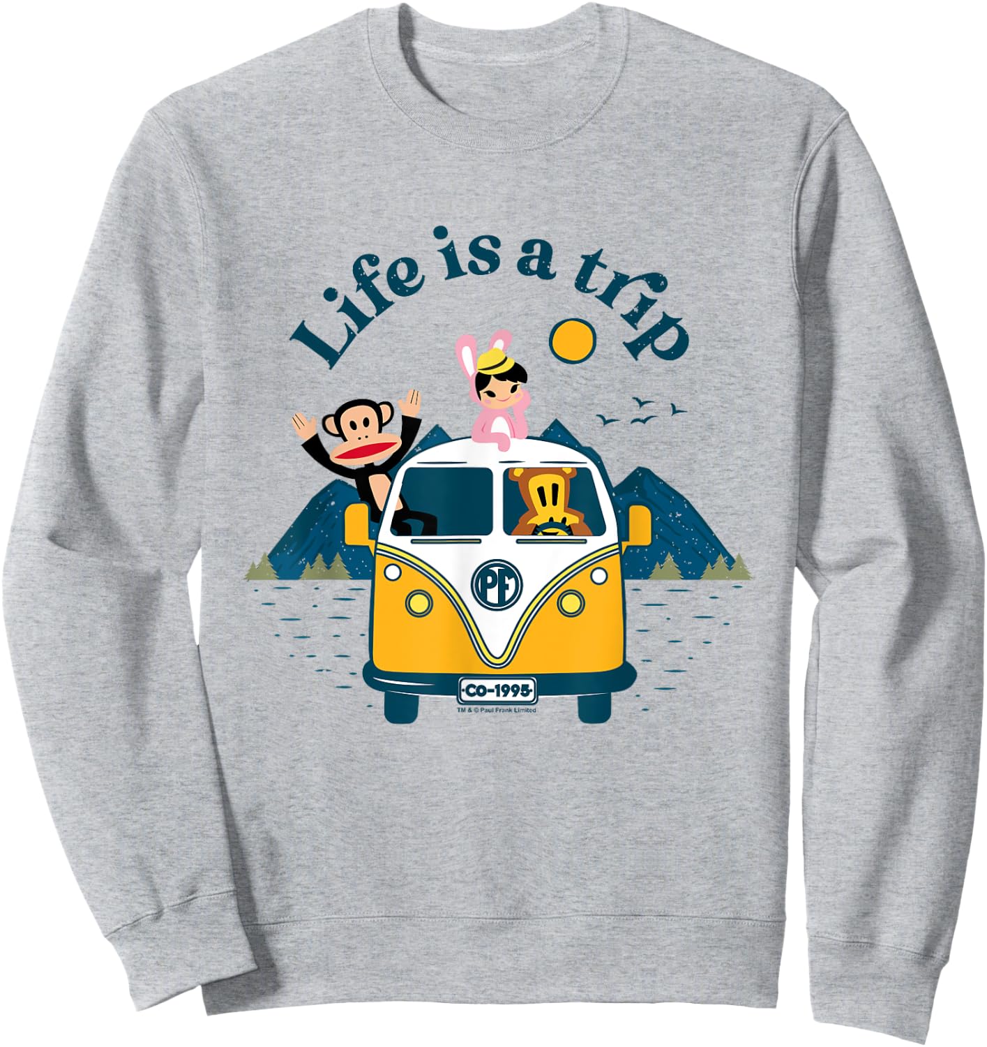 Paul Frank Julius & Co Life Is A Trip Camper Sweatshirt - Sweatshirt | Ash