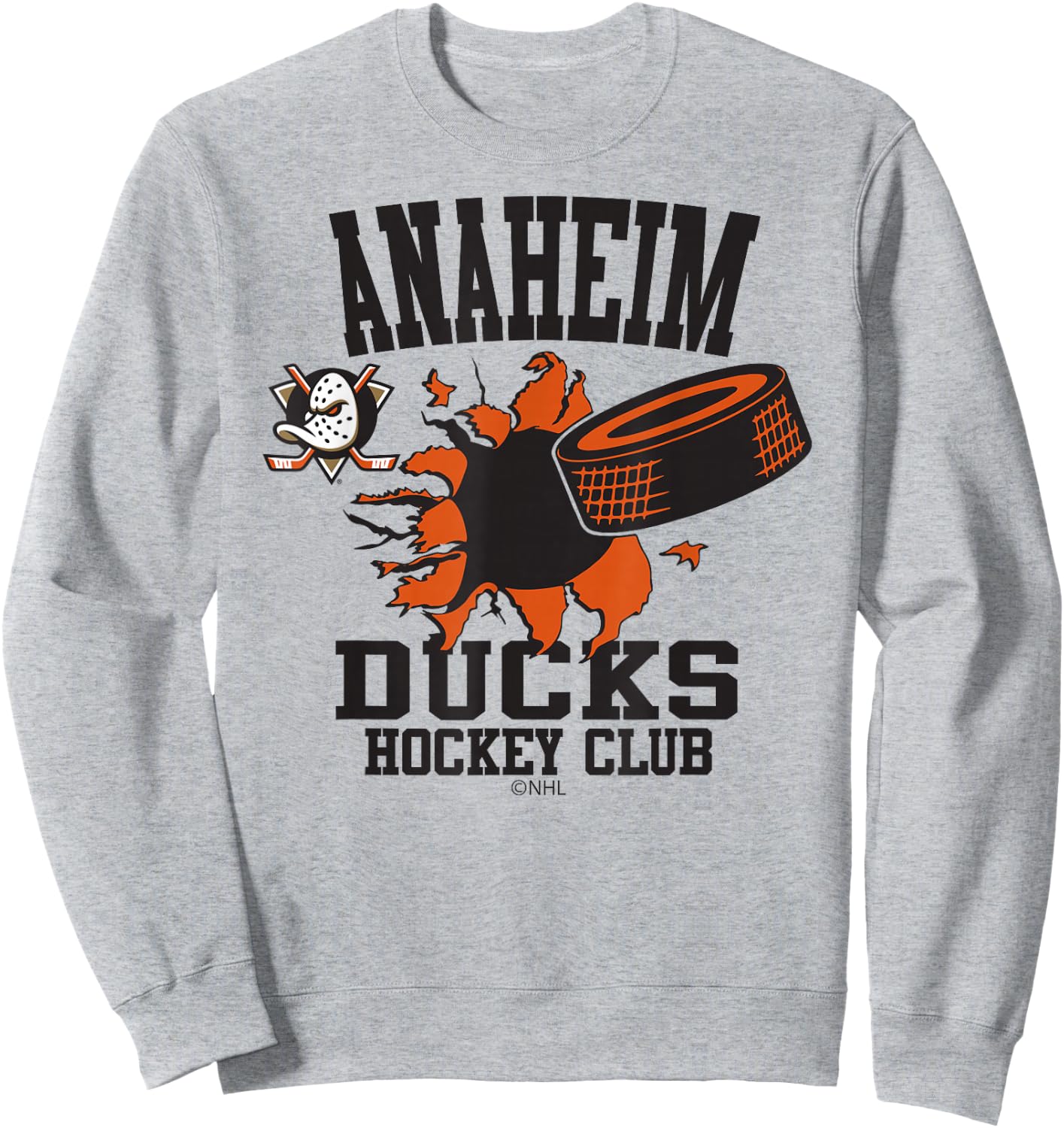 Anaheim Ducks Hockey Puck Burst Officially Licensed Sweatshirt - Sweatshirt | Ash