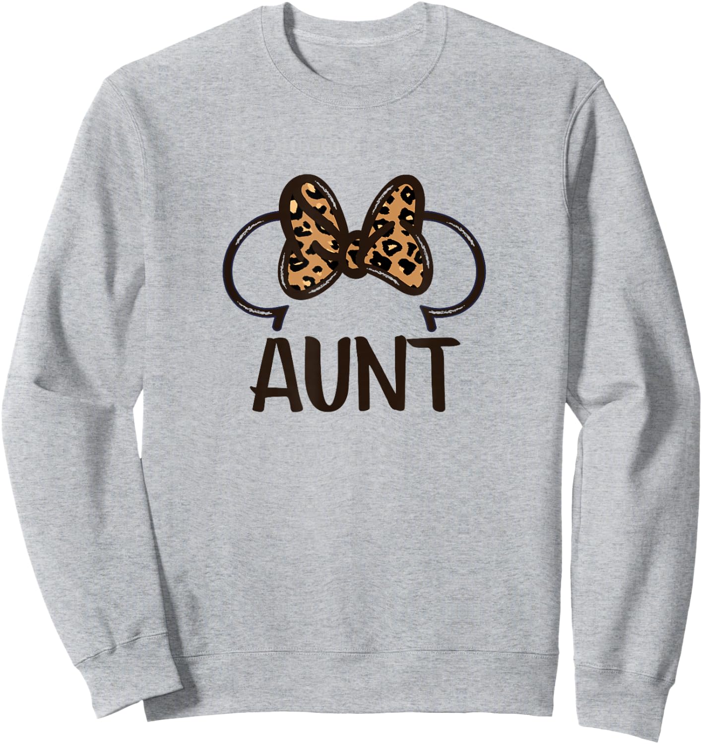 Disney Mickey and Friends Minnie Mouse Aunt Leopard Bow Sweatshirt - Sweatshirt | Ash