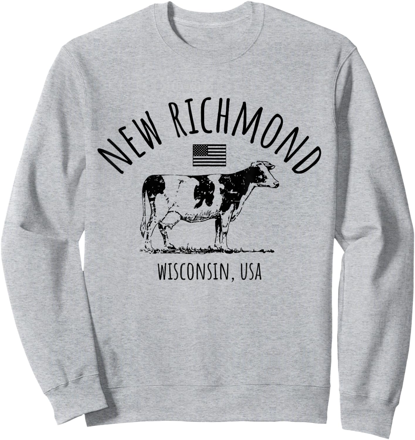 New Richmond Wisconsin USA Retro Cow Vintage Style Design Sweatshirt - Sweatshirt | Ash