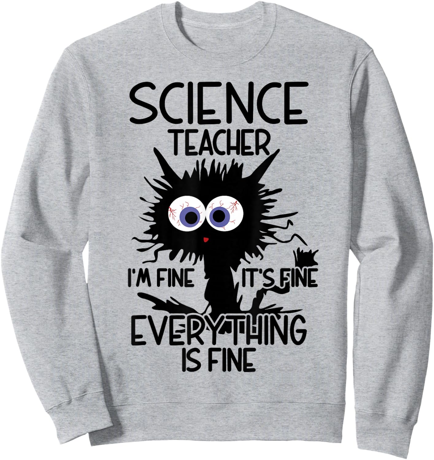 Science Teacher Appreciation Merch -Adults, -Youth Grey Classic Fit Modern Science Theme Cartoon Sweatshirt - Sweatshirt | Ash