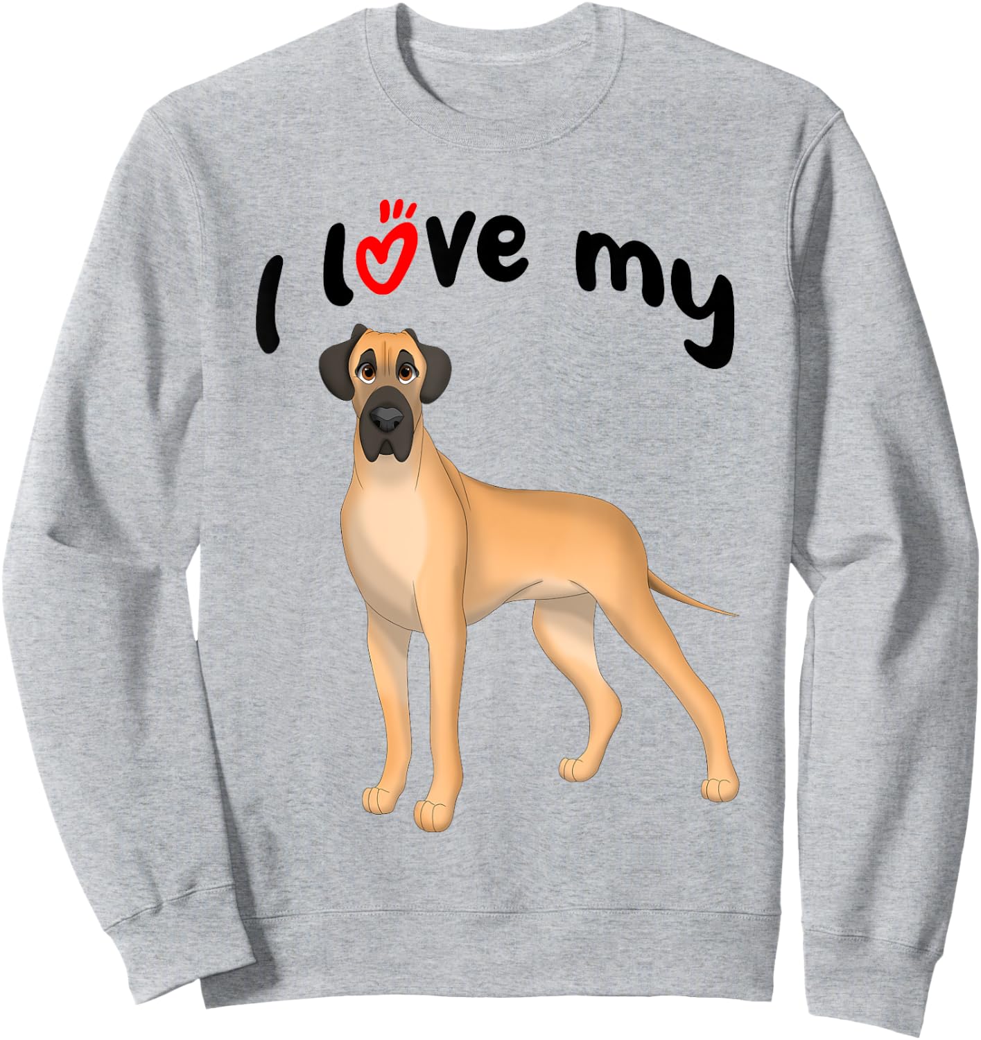 I Love My Fawn Great Dane Dog Sweatshirt - Sweatshirt | Ash