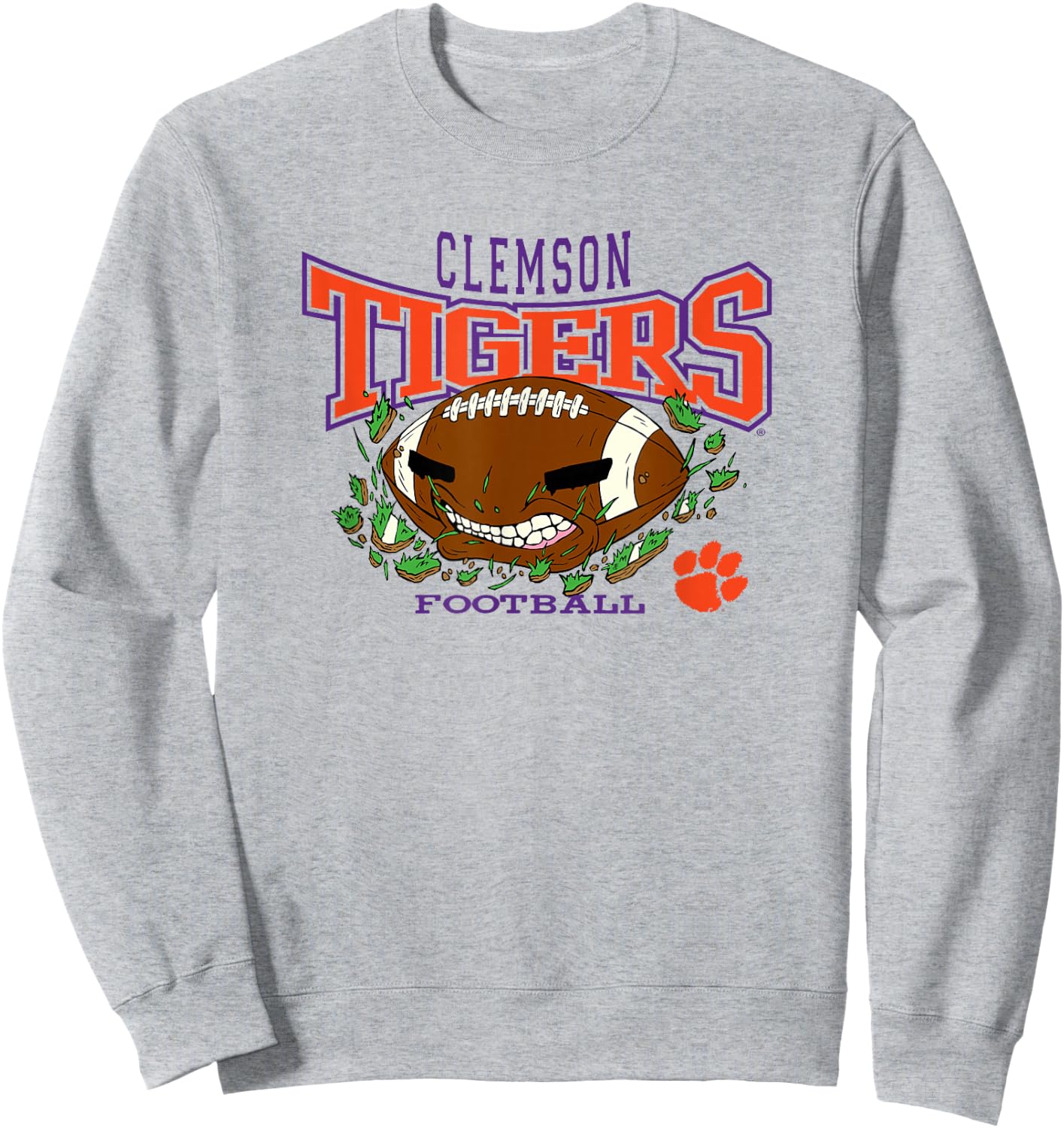 Clemson Tigers Football Bite White Officially Licensed Sweatshirt - Sweatshirt | Ash
