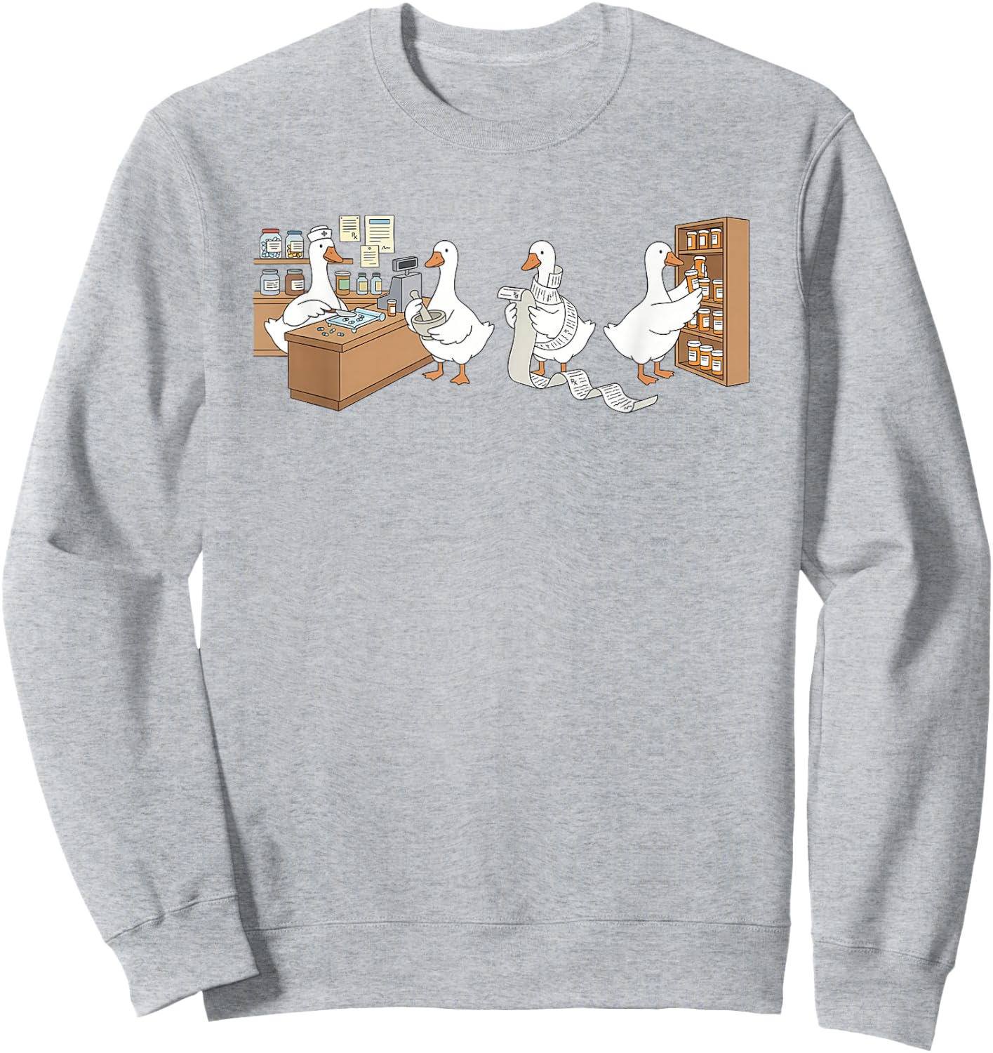 Women Funny Goose Pharmacy Pharmacist Animal Lover Sweatshirt - Sweatshirt | Ash