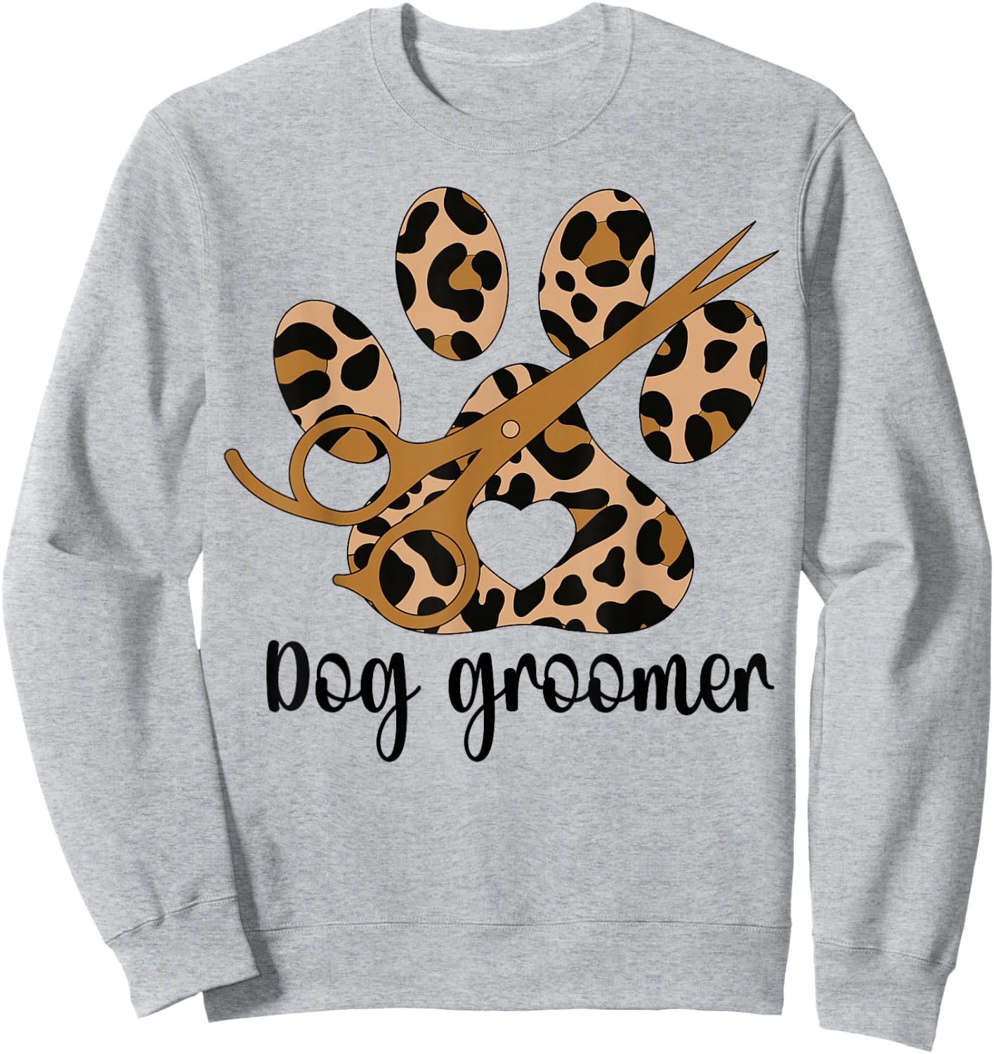 Dog Groomer Leopard Dog Grooming Sweatshirt - Sweatshirt | Ash