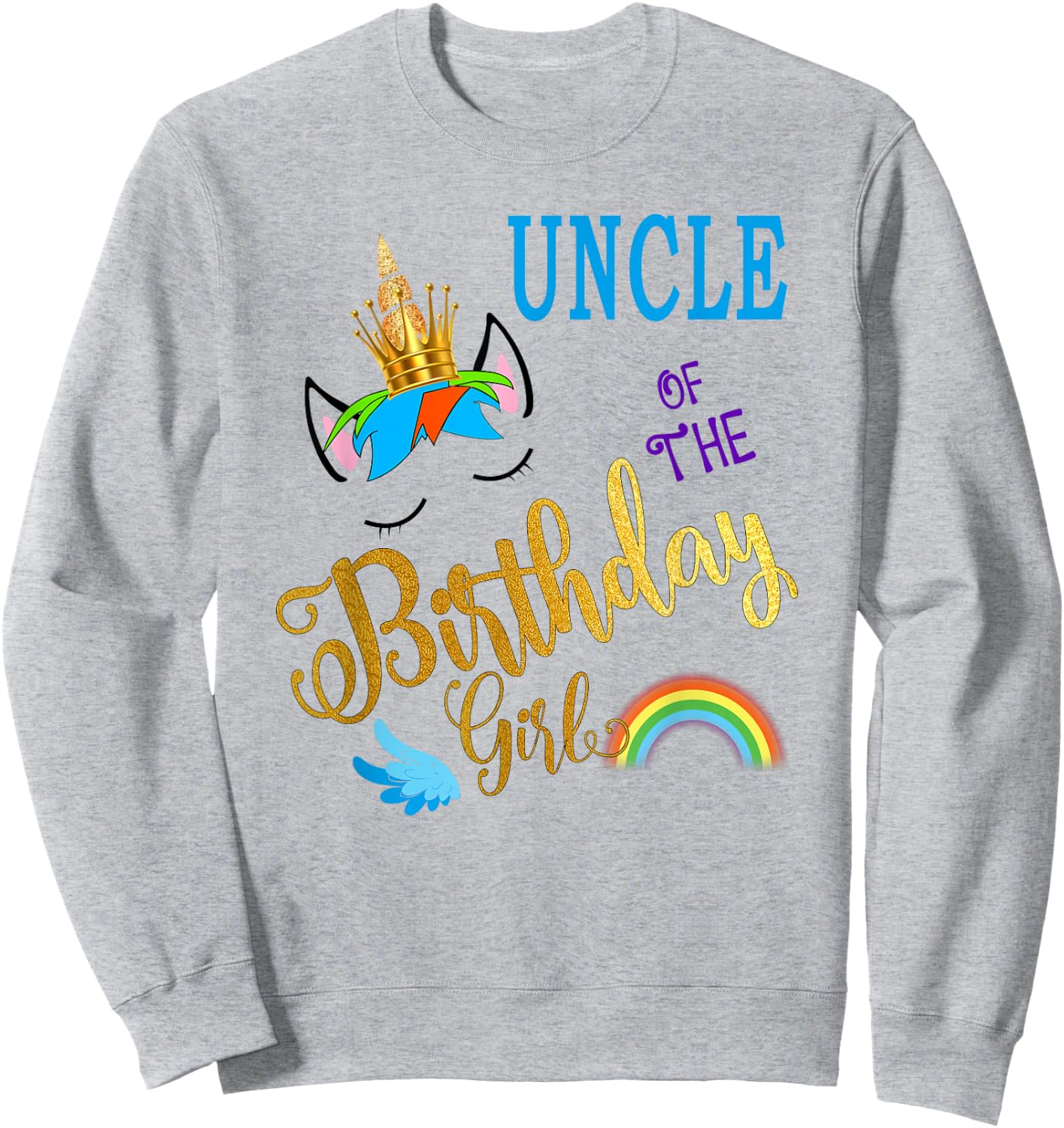 Uncle of The Birthday for Girl Uncle Unicorn First Birthday Sweatshirt - Sweatshirt | Ash